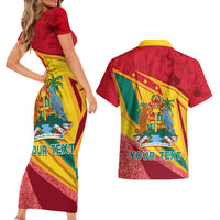 Grenada Independence Day Couples Matching Short Sleeve Bodycon Dress and Hawaiian Shirt Gwenad Bougainvillea Sparkle Version - Wonder Print Shop