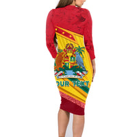 Grenada Independence Day Family Matching Long Sleeve Bodycon Dress and Hawaiian Shirt Gwenad Bougainvillea Sparkle Version - Wonder Print Shop