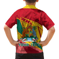 Grenada Independence Day Family Matching Short Sleeve Bodycon Dress and Hawaiian Shirt Gwenad Bougainvillea Sparkle Version - Wonder Print Shop