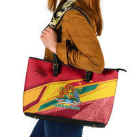 Grenada Independence Day Leather Tote Bag Gwenad Bougainvillea Sparkle Version - Wonder Print Shop