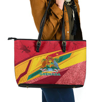 Grenada Independence Day Leather Tote Bag Gwenad Bougainvillea Sparkle Version - Wonder Print Shop