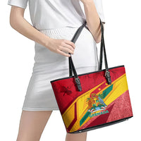 Grenada Independence Day Leather Tote Bag Gwenad Bougainvillea Sparkle Version - Wonder Print Shop