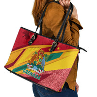 Grenada Independence Day Leather Tote Bag Gwenad Bougainvillea Sparkle Version - Wonder Print Shop
