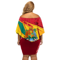 Grenada Independence Day Off Shoulder Short Dress Gwenad Bougainvillea Sparkle Version - Wonder Print Shop