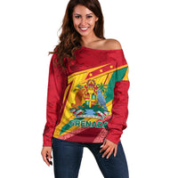 Grenada Independence Day Off Shoulder Sweater Gwenad Bougainvillea Sparkle Version - Wonder Print Shop