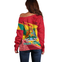 Grenada Independence Day Off Shoulder Sweater Gwenad Bougainvillea Sparkle Version - Wonder Print Shop