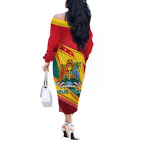 Grenada Independence Day Off The Shoulder Long Sleeve Dress Gwenad Bougainvillea Sparkle Version - Wonder Print Shop