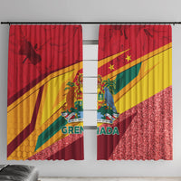 Grenada Independence Day Window Curtain Gwenad Bougainvillea Sparkle Version - Wonder Print Shop