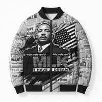 I Have A Dream MLK Bomber Puffer Jacket Newspaper Grunge Style - Wonder Print Shop
