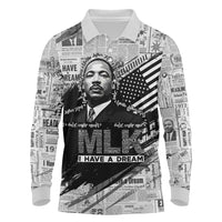I Have A Dream MLK Long Sleeve Polo Shirt Newspaper Grunge Style - Wonder Print Shop