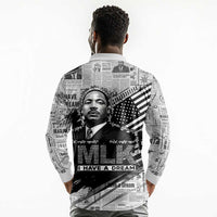 I Have A Dream MLK Long Sleeve Polo Shirt Newspaper Grunge Style - Wonder Print Shop