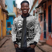 I Have A Dream MLK Sleeve Zip Bomber Jacket Newspaper Grunge Style - Wonder Print Shop