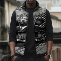 I Have A Dream MLK Sleeveless Puffer Jacket Newspaper Grunge Style - Wonder Print Shop