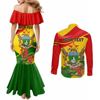 Zimbabwe Independence Day Couples Matching Mermaid Dress and Long Sleeve Button Shirt Chapungu Bird With Flame Lily