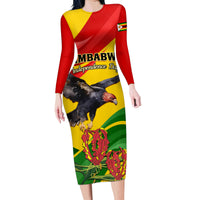 Zimbabwe Independence Day Family Matching Long Sleeve Bodycon Dress and Hawaiian Shirt Chapungu Bird With Flame Lily - Wonder Print Shop