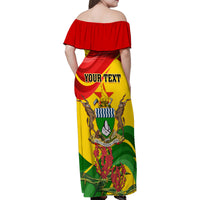 Zimbabwe Independence Day Family Matching Off Shoulder Maxi Dress and Hawaiian Shirt Chapungu Bird With Flame Lily - Wonder Print Shop