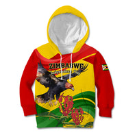 Zimbabwe Independence Day Kid Hoodie Chapungu Bird With Flame Lily - Wonder Print Shop