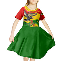 Zimbabwe Independence Day Kid Short Sleeve Dress Chapungu Bird With Flame Lily - Wonder Print Shop