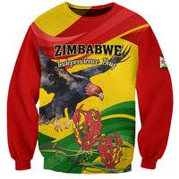 Zimbabwe Independence Day Sweatshirt Chapungu Bird With Flame Lily - Wonder Print Shop