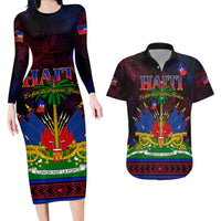 Haitian Flag Day Couples Matching Long Sleeve Bodycon Dress and Hawaiian Shirt La fete du drapeau Haitien - Wonder Print Shop
