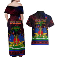 Haitian Flag Day Couples Matching Off Shoulder Maxi Dress and Hawaiian Shirt La fete du drapeau Haitien - Wonder Print Shop