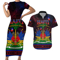 Haitian Flag Day Couples Matching Short Sleeve Bodycon Dress and Hawaiian Shirt La fete du drapeau Haitien - Wonder Print Shop