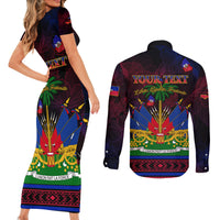 Haitian Flag Day Couples Matching Short Sleeve Bodycon Dress and Long Sleeve Button Shirt La fete du drapeau Haitien - Wonder Print Shop