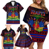Haitian Flag Day Family Matching Off Shoulder Short Dress and Hawaiian Shirt La fete du drapeau Haitien - Wonder Print Shop