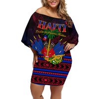 Haitian Flag Day Family Matching Off Shoulder Short Dress and Hawaiian Shirt La fete du drapeau Haitien - Wonder Print Shop