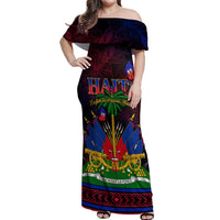 Haitian Flag Day Off Shoulder Maxi Dress La fete du drapeau Haitien - Wonder Print Shop