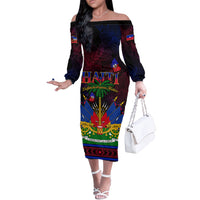 Haitian Flag Day Off The Shoulder Long Sleeve Dress La fete du drapeau Haitien - Wonder Print Shop