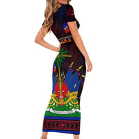 Haitian Flag Day Short Sleeve Bodycon Dress La fete du drapeau Haitien - Wonder Print Shop