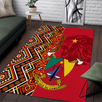 Cameroon National Day Area Rug Cameroun Coat Of Arms Ankara Pattern - Wonder Print Shop