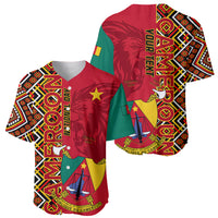 Cameroon National Day Baseball Jersey Cameroun Coat Of Arms Ankara Pattern - Wonder Print Shop