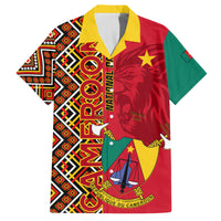 Cameroon National Day Family Matching Off Shoulder Long Sleeve Dress and Hawaiian Shirt Cameroun Coat Of Arms Ankara Pattern - Wonder Print Shop