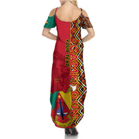 Cameroon National Day Family Matching Summer Maxi Dress and Hawaiian Shirt Cameroun Coat Of Arms Ankara Pattern - Wonder Print Shop