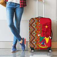 Cameroon National Day Luggage Cover Cameroun Coat Of Arms Ankara Pattern - Wonder Print Shop