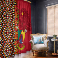 Cameroon National Day Window Curtain Cameroun Coat Of Arms Ankara Pattern - Wonder Print Shop