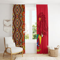 Cameroon National Day Window Curtain Cameroun Coat Of Arms Ankara Pattern - Wonder Print Shop