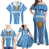 Personalized Argentina 2024 Family Matching Off Shoulder Maxi Dress and Hawaiian Shirt Vamos La Albiceleste Campeon - Wonder Print Shop