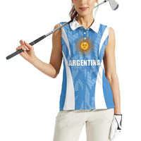 Personalized Argentina 2024 Women Sleeveless Polo Shirt Vamos La Albiceleste Campeon - Wonder Print Shop