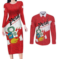 Personalized Peru Couples Matching Long Sleeve Bodycon Dress and Long Sleeve Button Shirt Piruw Ripuwlika Flag Stylized
