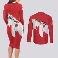 Personalized Peru Couples Matching Long Sleeve Bodycon Dress and Long Sleeve Button Shirt Piruw Ripuwlika Flag Stylized