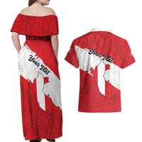 Personalized Peru Couples Matching Off Shoulder Maxi Dress and Hawaiian Shirt Piruw Ripuwlika Flag Stylized