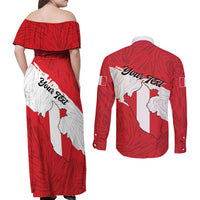 Personalized Peru Couples Matching Off Shoulder Maxi Dress and Long Sleeve Button Shirt Piruw Ripuwlika Flag Stylized