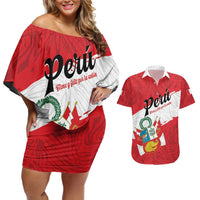 Personalized Peru Couples Matching Off Shoulder Short Dress and Hawaiian Shirt Piruw Ripuwlika Flag Stylized