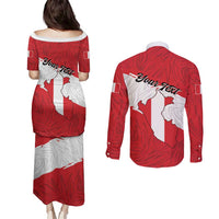 Personalized Peru Couples Matching Puletasi and Long Sleeve Button Shirt Piruw Ripuwlika Flag Stylized