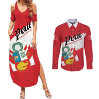 Personalized Peru Couples Matching Summer Maxi Dress and Long Sleeve Button Shirt Piruw Ripuwlika Flag Stylized