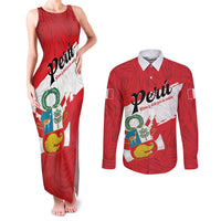 Personalized Peru Couples Matching Tank Maxi Dress and Long Sleeve Button Shirt Piruw Ripuwlika Flag Stylized