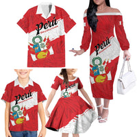 Personalized Peru Family Matching Off The Shoulder Long Sleeve Dress and Hawaiian Shirt Piruw Ripuwlika Flag Stylized